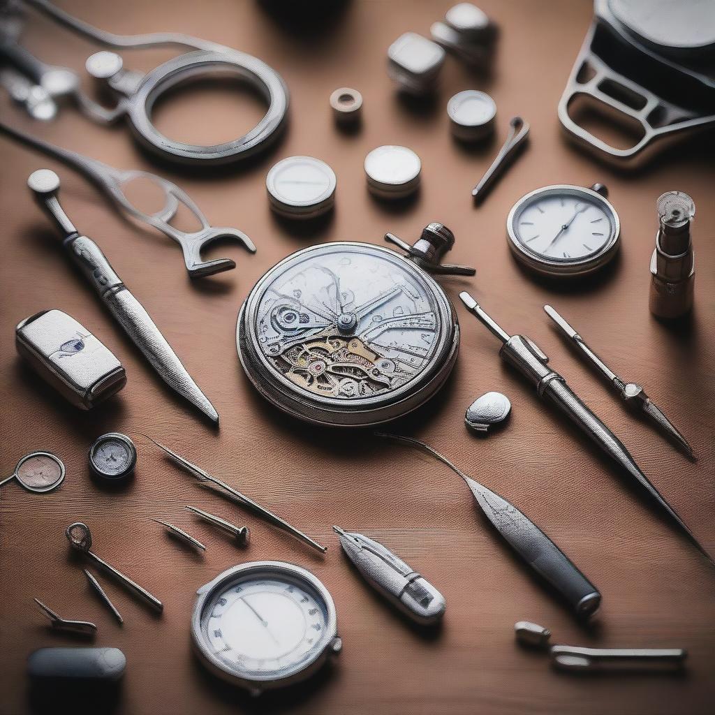 A detailed image showing the intricate process of watch repair