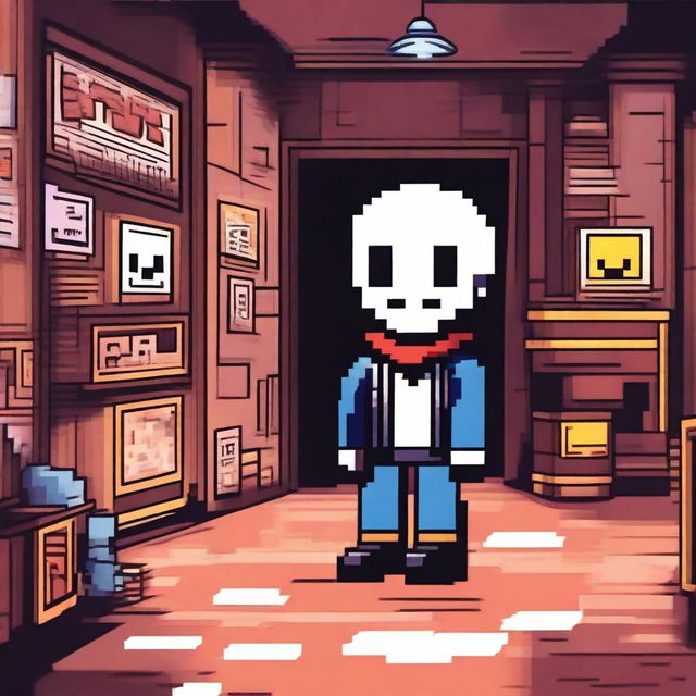 Create an image inspired by the game Undertale, featuring iconic characters like Frisk, Sans, and Papyrus in a vibrant and whimsical underground setting