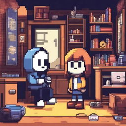 Create an image inspired by the game Undertale, featuring iconic characters like Frisk, Sans, and Papyrus in a vibrant and whimsical underground setting