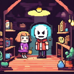 Create an image inspired by the game Undertale, featuring iconic characters like Frisk, Sans, and Papyrus in a vibrant and whimsical underground setting