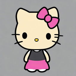 Generate an image of Hello Kitty with blond hair, wearing a black dress