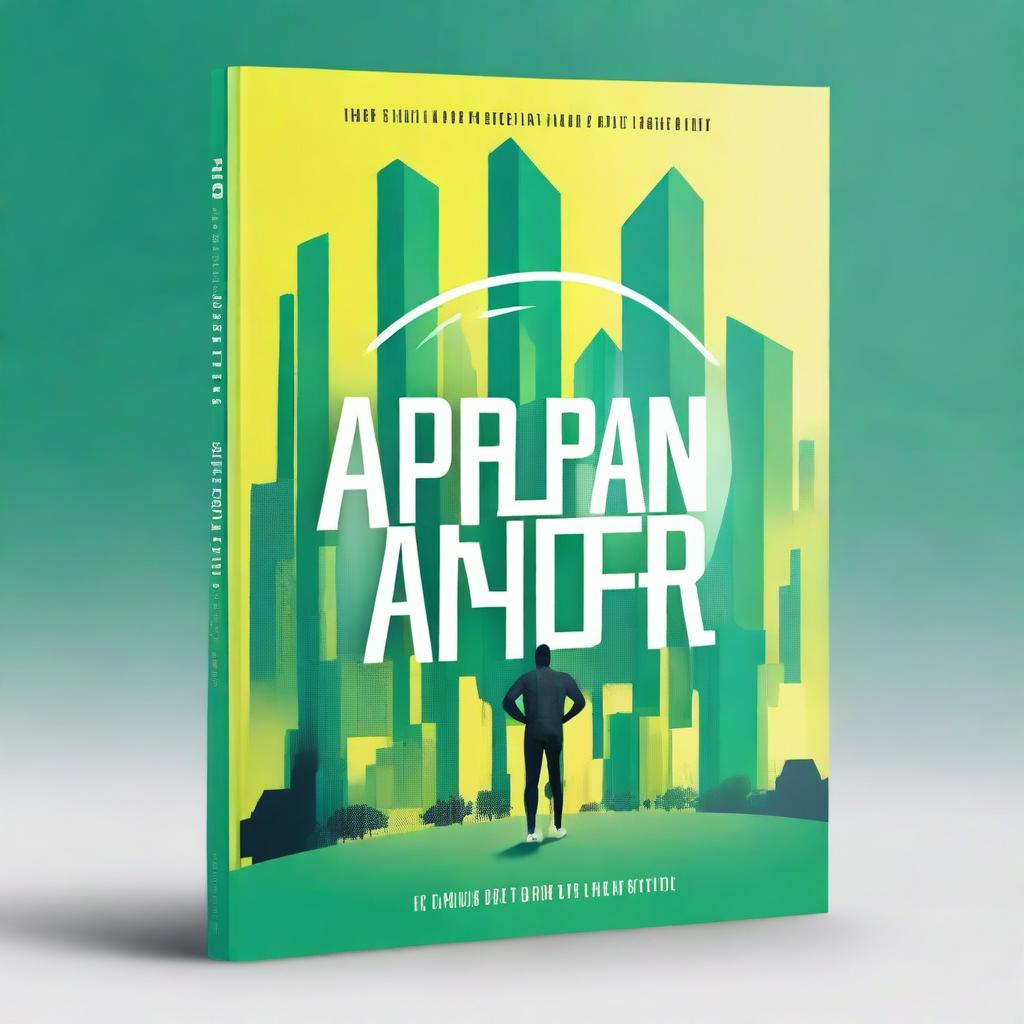 A book cover design featuring a futuristic city centered around athletes