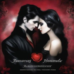 Crie uma capa de livro de romance entre uma humana e vampiros