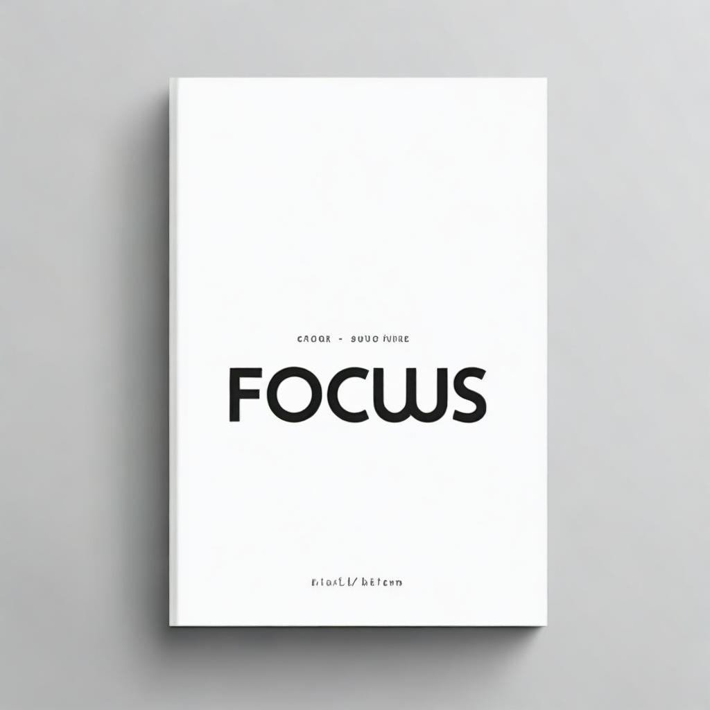 Create a black and white book cover with the title 'FOCUS'