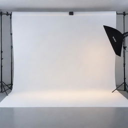 A state-of-the-art photography studio background featuring an elaborate studio lighting setup on a smooth backdrop