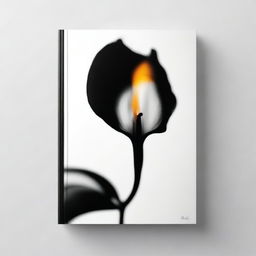 Create a black and white book cover featuring a picture of a burning glass and an iris