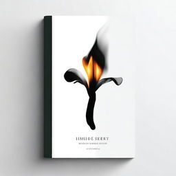 Create a black and white book cover featuring a picture of a burning glass and an iris