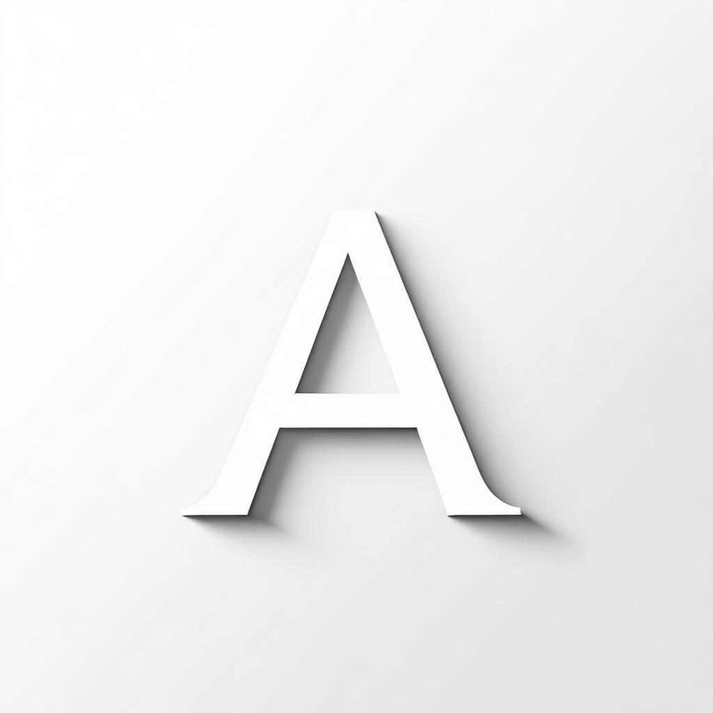 A simple representation of the letter 'A' in a clear and bold font, centered on a plain white background