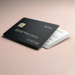 A sleek and modern credit card design with the name 'RITA' prominently displayed