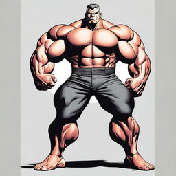 Create an image featuring a thick, muscular character standing confidently