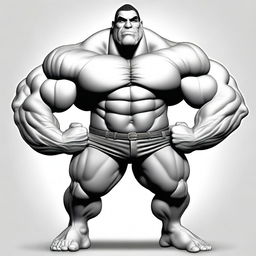 Create an image featuring a thick, muscular character standing confidently