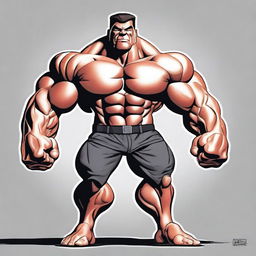 Create an image featuring a thick, muscular character standing confidently