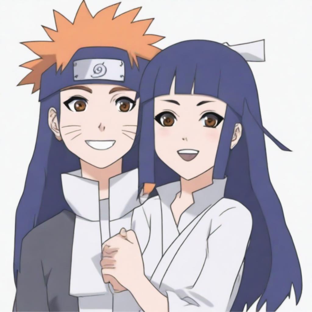 Create a detailed illustration of Marin Kitagawa and Hinata Hyuga standing together