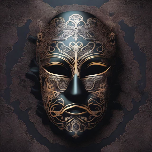 A dark mask with intricate details and a mysterious aura