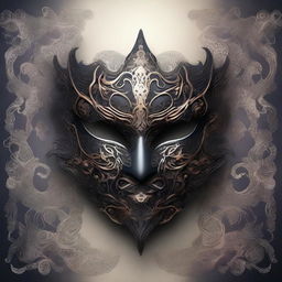 A dark mask with intricate details and a mysterious aura