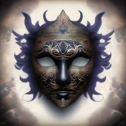 A dark mask with intricate details and a mysterious aura