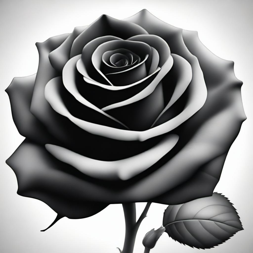 A realistic black rose with velvety petals and intricate details