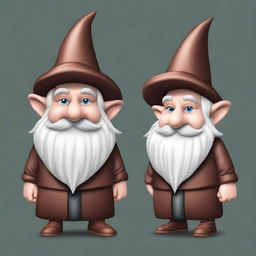 Create a bearded gnome with dark circles under his eyes, looking smart and wise