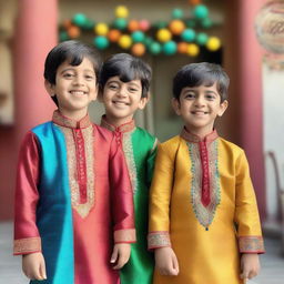 A vibrant Facebook live post showcasing boys aged 2-10 years wearing traditional Indian ethnic wear kurtas