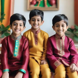 A vibrant Facebook live post showcasing boys aged 2-10 years wearing traditional Indian ethnic wear kurtas