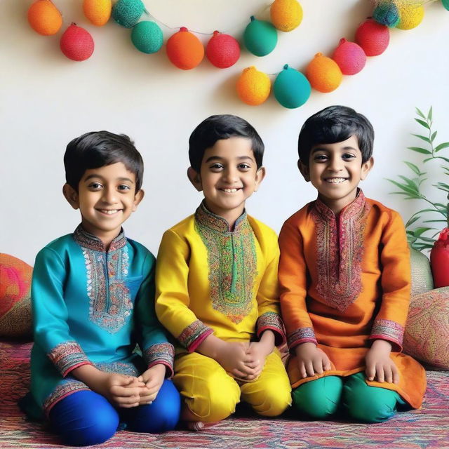 A vibrant Facebook live post showcasing boys aged 2-10 years wearing traditional Indian ethnic wear kurtas