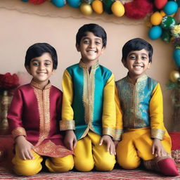 A vibrant Facebook live post showcasing boys aged 2-10 years wearing traditional Indian ethnic wear kurtas