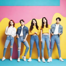 Create an image of the Kpop group NewJeans