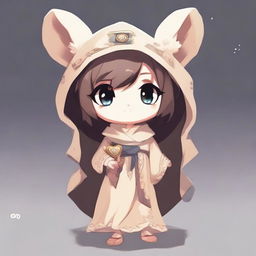 A cute and innocent-looking female Harengon character who is a necromancer living in a desert