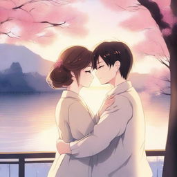 A heartwarming anime-style illustration capturing the essence of love