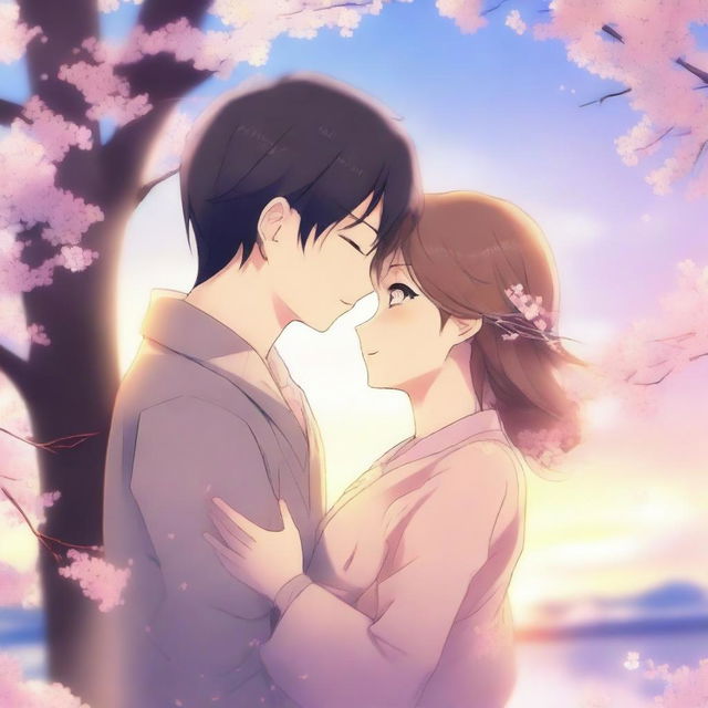 A heartwarming anime-style illustration capturing the essence of love