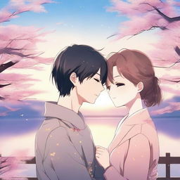 A heartwarming anime-style illustration capturing the essence of love