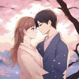 A heartwarming anime-style illustration capturing the essence of love