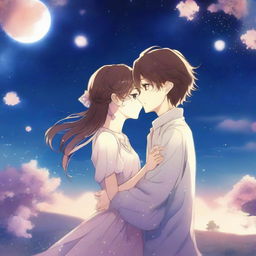 An enchanting anime-style scene depicting eternal love