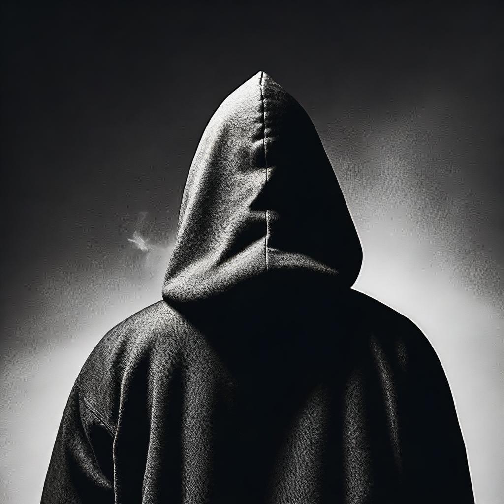 A man seen from behind, wearing a hood and a watch