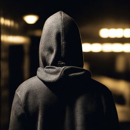 A man seen from behind, wearing a hood and a watch