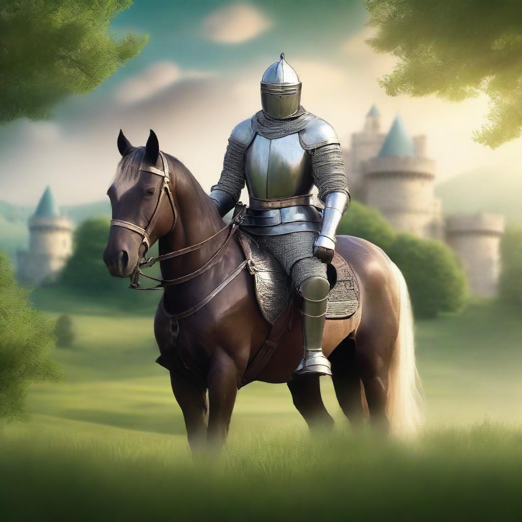 A romantic book cover featuring a knight in shining armor