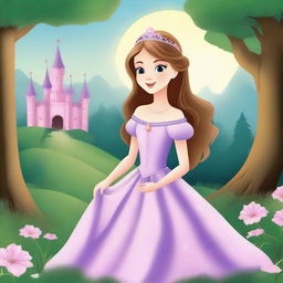 Create a book cover featuring a beautiful princess in a magical kingdom