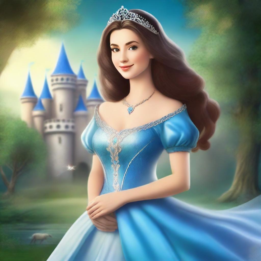 Design a fantasy book cover featuring a majestic princess in an enchanted kingdom