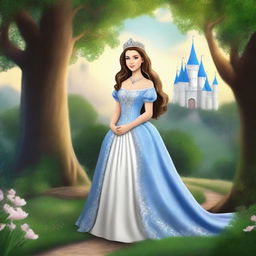 Design a fantasy book cover featuring a majestic princess in an enchanted kingdom