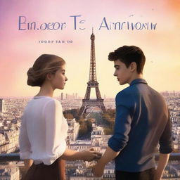 A book cover featuring a teenage French couple standing together on the Eiffel Tower