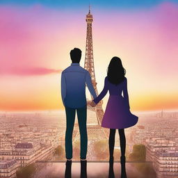 A book cover featuring a teenage French couple standing together on the Eiffel Tower