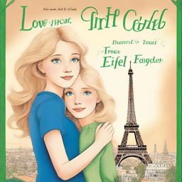 A book cover titled 'Love from the Eiffel Tower'