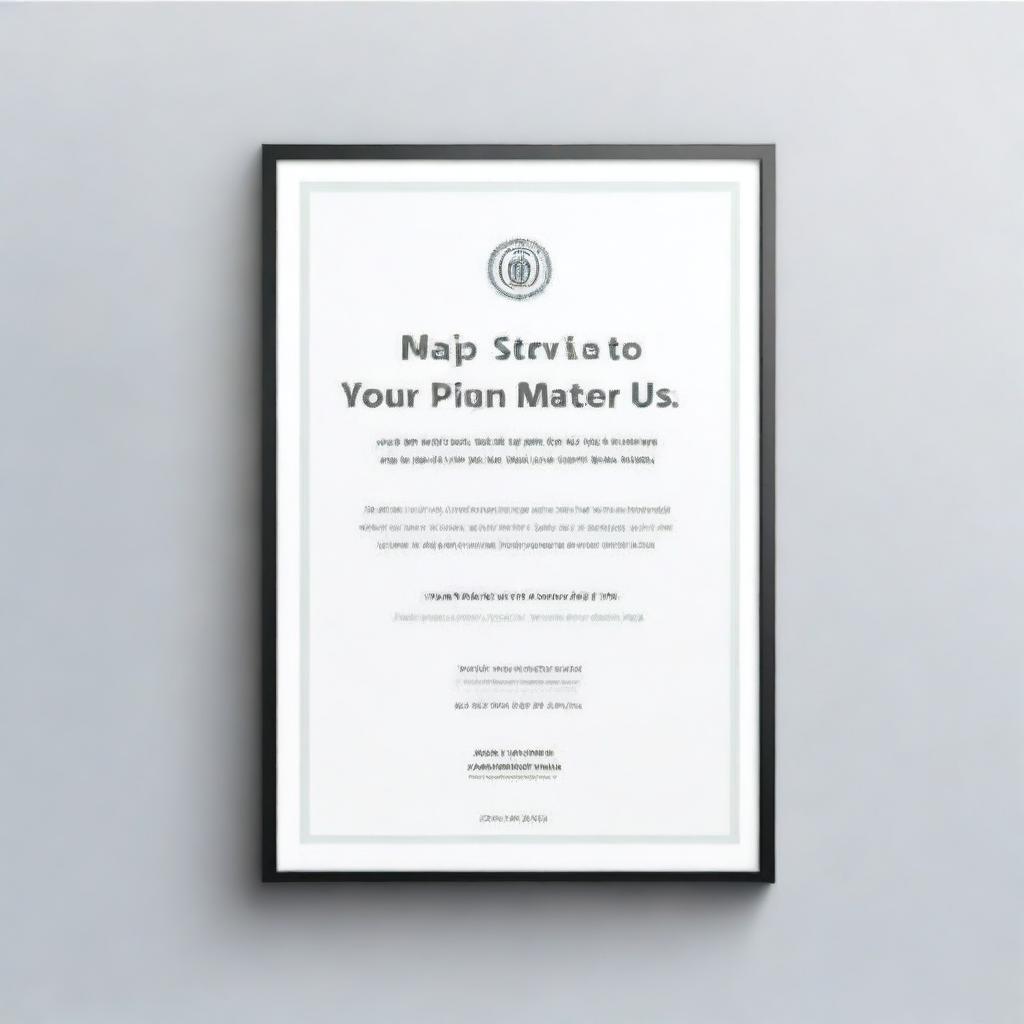 Create a classic and restrained style poster with the headline 'Your opinion matters to us!' and text 'We strive to provide you with the best legal service