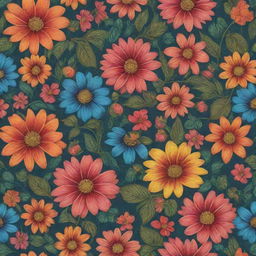 A high resolution, intricate and finely detailed pattern inspired by Ires flowers, filled with vibrant colors.