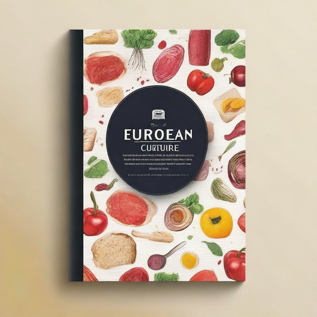 Create a cover for a culinary journal titled 'European Cuisine and Culture'