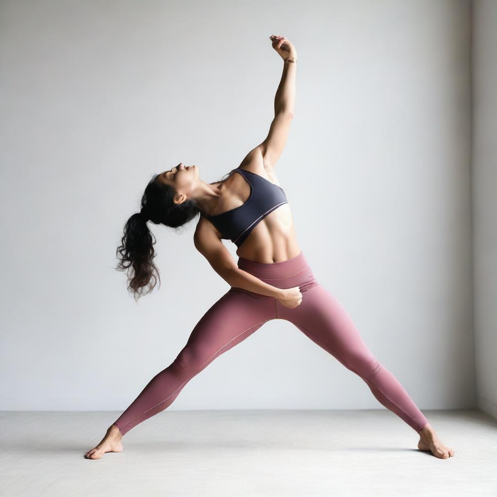 A person in a hot bend pose, showcasing flexibility and strength