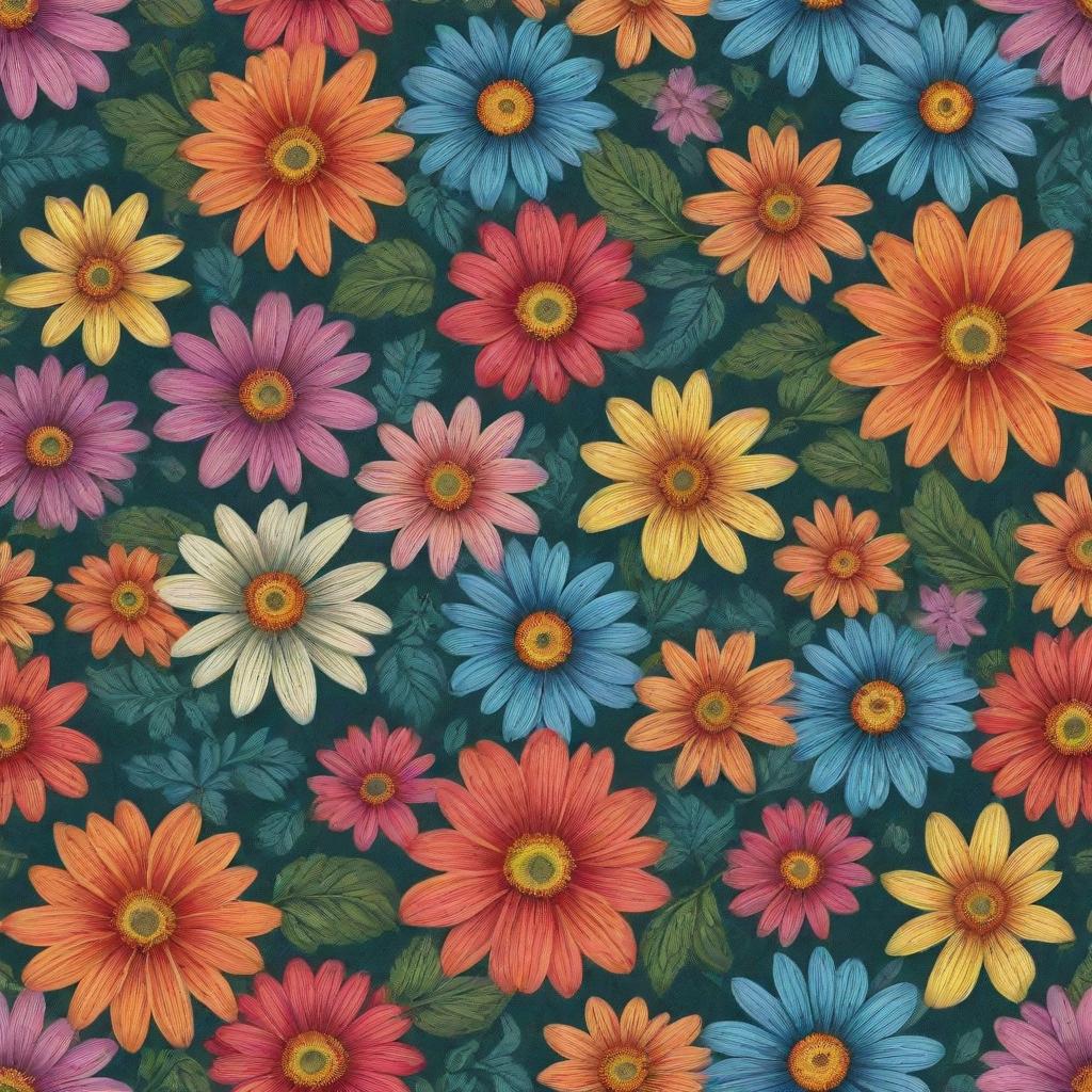 A high resolution, intricate and finely detailed pattern inspired by Ires flowers, filled with vibrant colors.