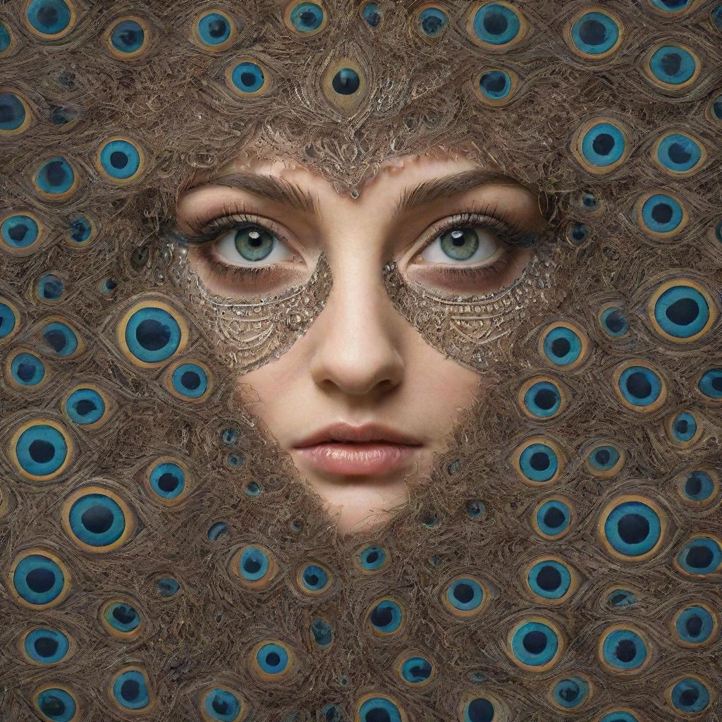 A diverse array of unique and radiant eyes set in an intricate pattern, representing the beauty of different creatures' gaze.