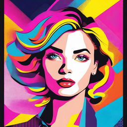 A beautiful woman in a stunning 8k vector illustration, depicted in a vibrant and colorful pop art style