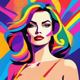 A beautiful woman in a stunning 8k vector illustration, depicted in a vibrant and colorful pop art style